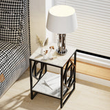 White Marble Top Side Table Sofa End Table Bed