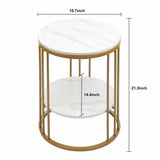 2-Tier White Marble Side Table Round Coffee Table