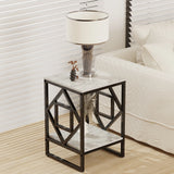 White Marble Top Side Table Sofa End Table Bed