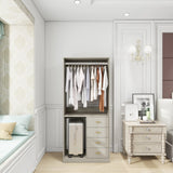 305 GreyCloset System: Walk-in Closet Organizer System with 4 Drawers Closet Kit with Shelves Hanging Rod Metal Handles Built-in Storage Organization 31.5"W x 15.7"D x 70.8"H